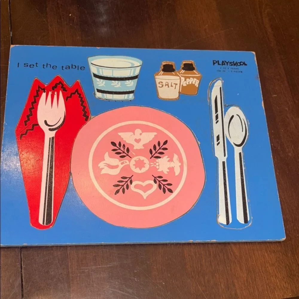 Vintage Playschool I set the table wooden puzzle